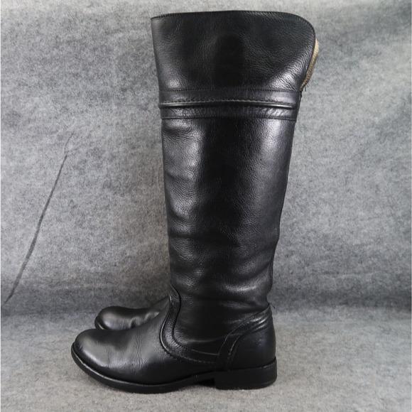 Frye Boots Women 6 Melissa Trapunto Riding Leather Pull On Classic Fashion Black - Picture 5 of 16
